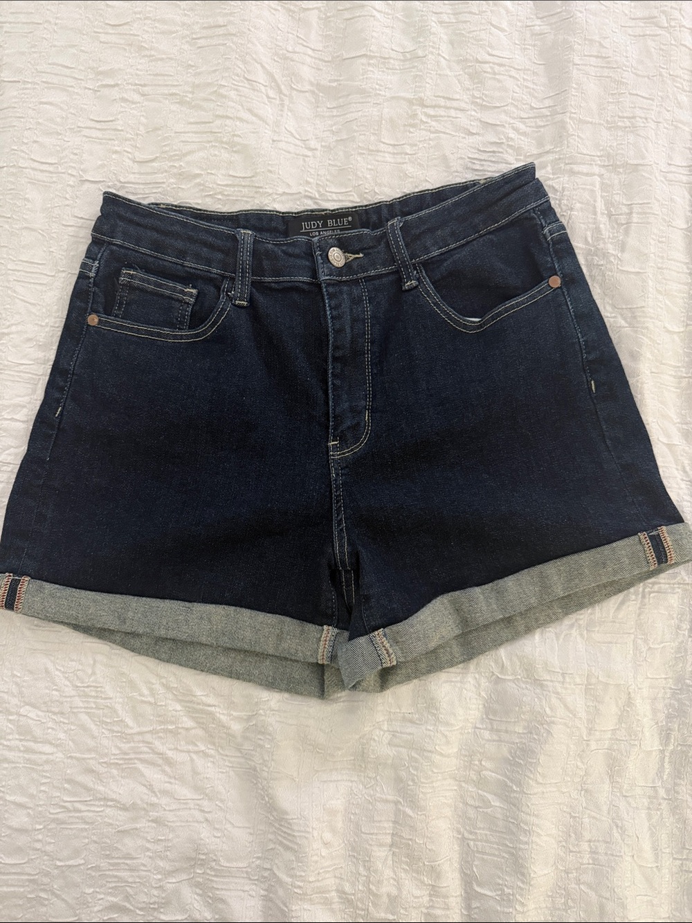Judy Blue Dark Indigo Cuffed Denim Shorts Sz Large